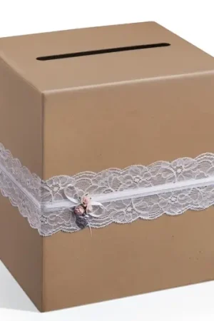 Urne mariage Kraft avec Dentelle Soldes