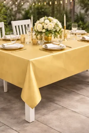Nappe en plastique rectangulaire Or 135x270cm Nouvel Arrivage