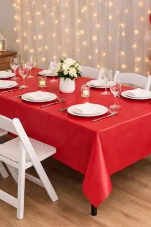 Nappe en plastique rectangulaire Rouge 135x270cm Commander Maintenant