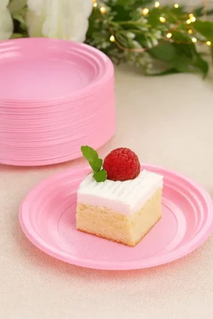 Assiette en plastique ronde Rose 17cm x 20 pièces Top Vente
