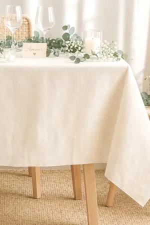 Nappe en tissu intissé Rectangle Ivoire 3m x 150cm Bon Plan