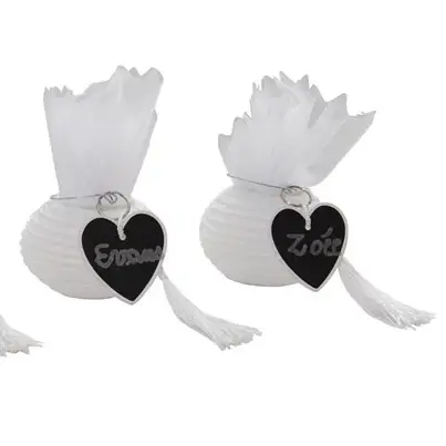 Porte Clé Ardoise Coeur Blanc x 6 pièces Offre Limitée