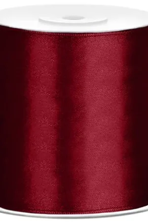 Ruban satin 100mm Bordeaux en bobine de 25 mètres Prix Réduit