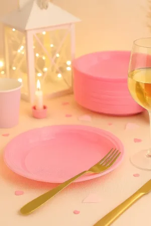 Remise Assiette plastique Ronde Rose 22 cm x 20 pièces