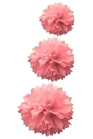 Promotion Boule pompon papier de soie Rose x 3 pièces