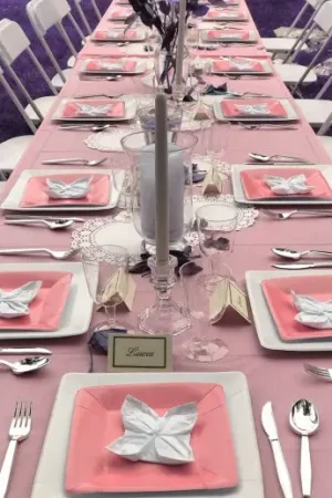 Assiette carrée en carton Rose 23cm x 10 pièces Promotion