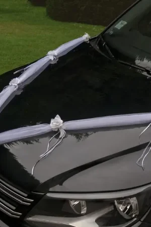 Guirlande deco voiture mariage en organza Blanc x 2 pièces Meilleure Vente