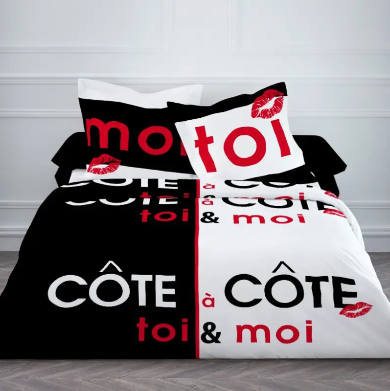 Housse de couette pas cher 220x240 Cote a Cote Produit De Marque