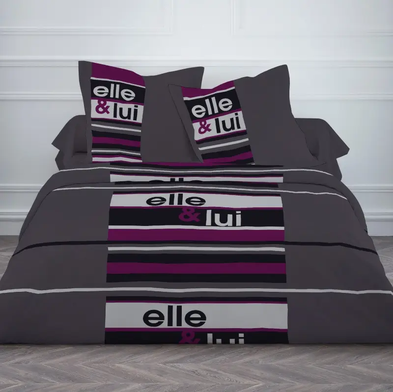 Quantité Limitée Housse de couette pas cher 220x240 Elle et Lui