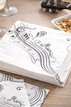 Prix Choc Serviette de table en papier Musique Blanc x 20 pièces