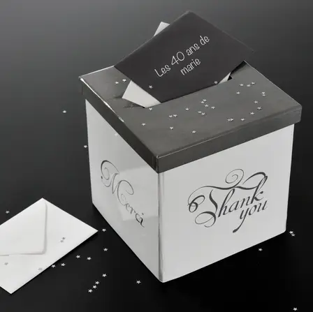Urne Mariage Merci Noir et Blanc Prix Bas