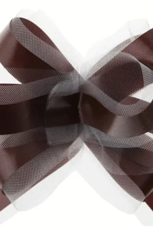 Noeud mariage automatique en tulle Chocolat x 5 pièces Solde