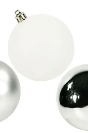 Boule de noel Blanc et Argent 8cm x 10 pièces Réduction