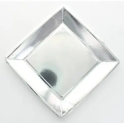 Assiette carrée en carton Argent 23cm x 6 pièces Certifié