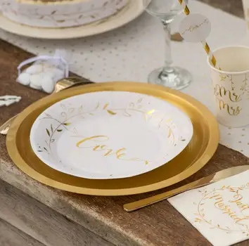 Promotion Saisonnière Assiette en carton Just Married 23cm x 10 pièces