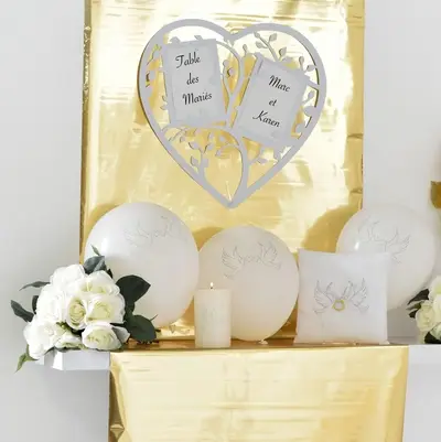 Réduction Plan de table mariage Coeur Blanc