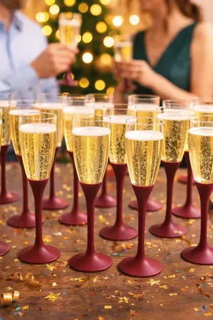 Réduction Flûte à champagne plastique Bordeaux 12 cl x 20 pièces