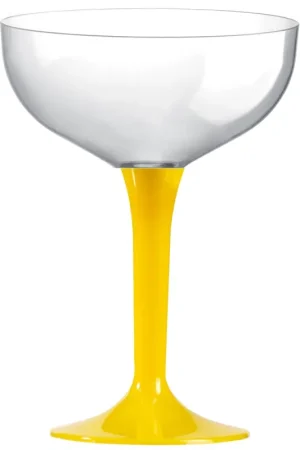 Offre Spéciale Coupe champagne en plastique avec piedJaune x 20 pièces