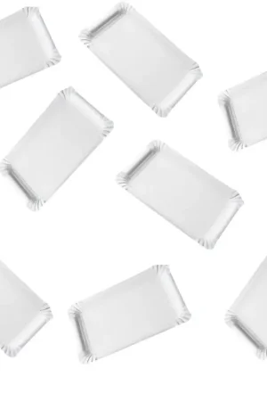 Petit plateau en carton Blanc 13x20cm X 8 pièces Paiement Sécurisé
