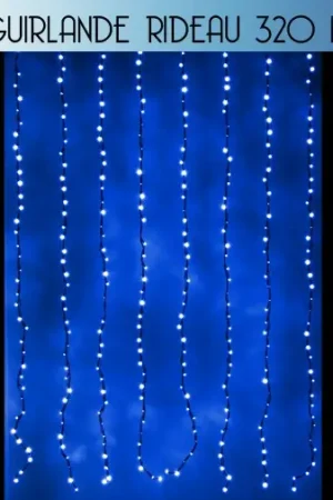 Satisfait Ou Remboursé Rideau lumineux De Noel 320 LED Bleu Effet Goutte d'eau