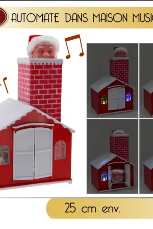 Père Noel automate dans sa maison musicale Offre Exclusive