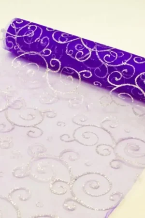 Nouvel Arrivage Chemin de table en organza arabesque Prune