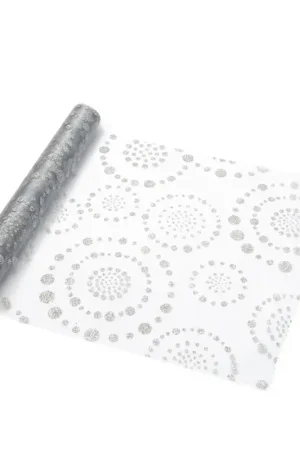 Prix Réduit Chemin de table en organza prestige pailleté Argent