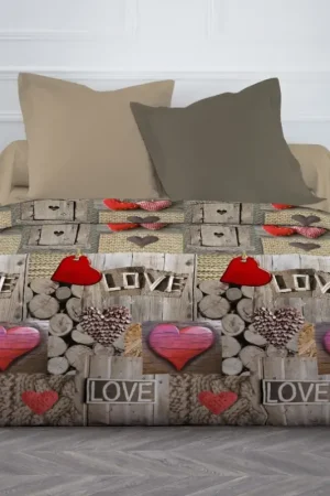 Couette imprimée TODAY 220X240 Love Chalet Solde