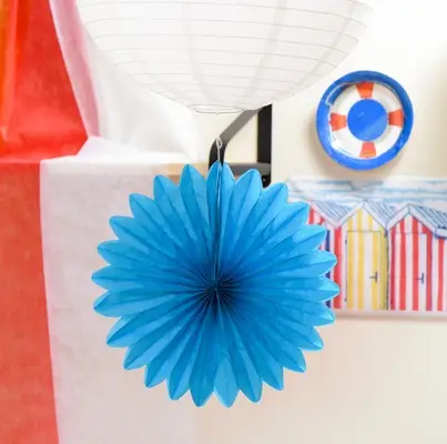Eventail mariage Turquoise 40cm en papier Promotion Saisonnière