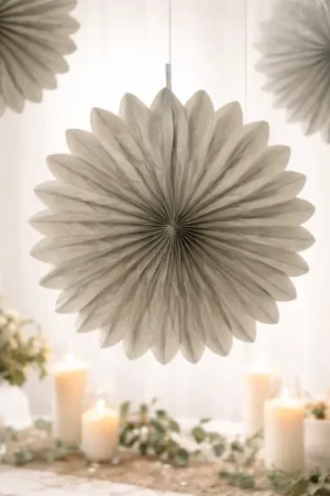 Produit De Marque Eventail mariage Gris 40cm en papier