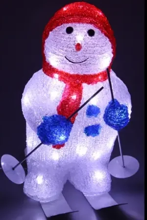 Soldes Bonhomme de neige lumineux acrylique sur Ski