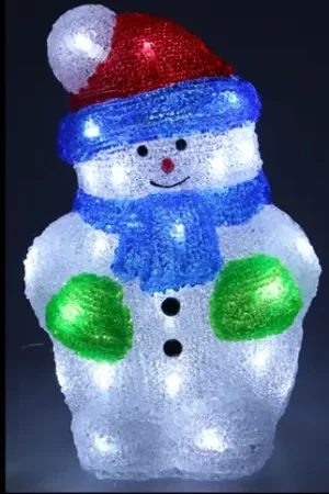 Meilleur Prix Bonhomme de neige lumineux acrylique 30 LED Blanc