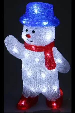Nouveauté Bonhomme de neige lumineux acrylique avec Echarpe Rouge
