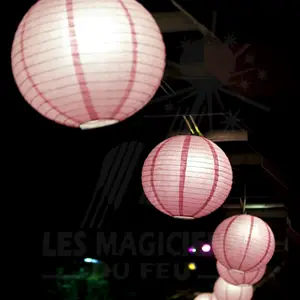 Acheter En Ligne Boule japonaise Rose lanterne avec LED 20cm
