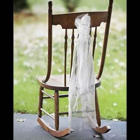 Promotion Saisonnière Bouquet de fleur en organza Blanc pour Chaise x 2 pièces