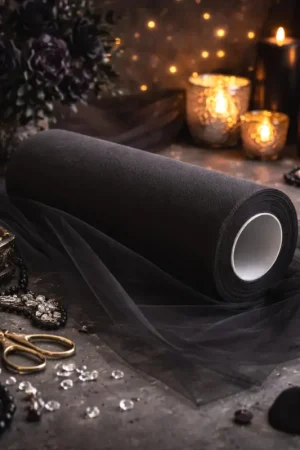Vente Flash Rouleau de tulle 30cm Noir x 9 mètres