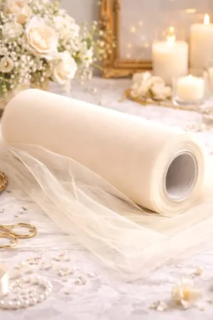 Rouleau de tulle mariage 30cm Ecru x 9 mètres Prix Cassé