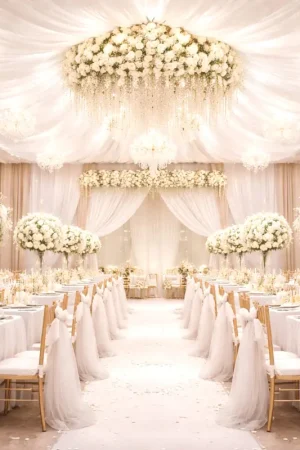 Populaire Tenture mariage en tulle Blanc 80cm x 9 mètres