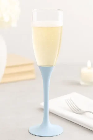 Offre Du Jour Flûte à champagne en plastique Bleu ciel 12 cl x 20 pièces