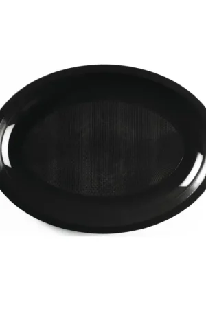 Assiette plastique Ovale Noire 25cm x 50 pièces Petit Prix