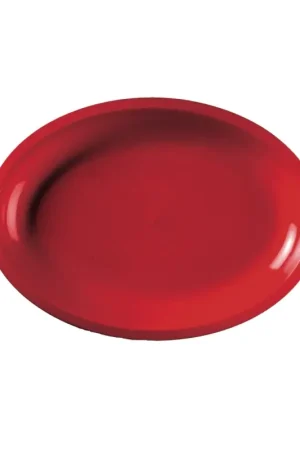 Assiette plastique Ovale Rouge 25cm x 10 pièces Dernière Chance