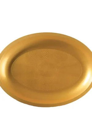 Assiette plastique Ovale Or 25cm x 25 pièces Super Prix
