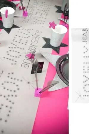 Prix Choc Chemin de table Joyeux Anniversaire Blanc