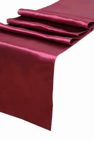 Prix Bas Chemin de table mariage en satin Bordeaux 36cm x 9 mètres