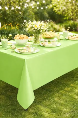 Prix Promo Nappe en plastique rectangulaire Vert anis 135x270cm