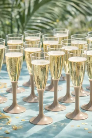 Expédié Aujourd'hui Flûte à champagne plastique Taupe 12 cl x 20 pièces