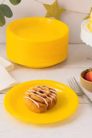 Assiette plastique ronde Jaune 17 cm x 20 pièces Authentique