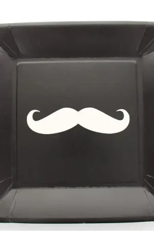Assiette en carton carrée Moustache x 10 pièces Certifié