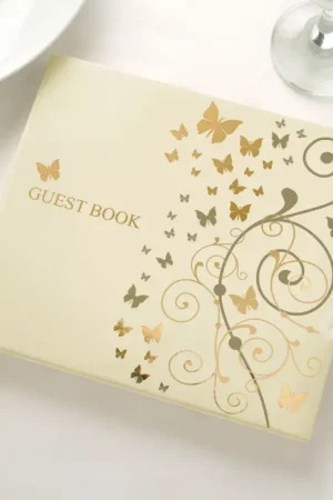 Livre d'or Doré avec Papillon Paiement Sécurisé