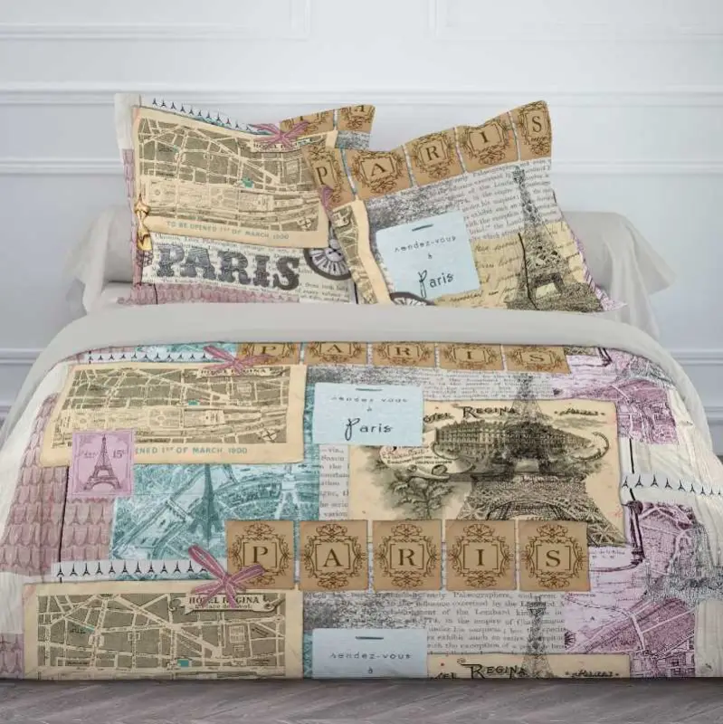 Housse de couette pas cher 220x240 Paris Vintage Usine Directe